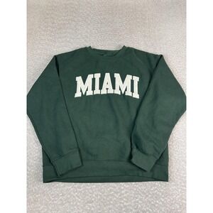 Miami Sweatshirt Mens Large Green New York Popular Crewneck Pullover Fleece